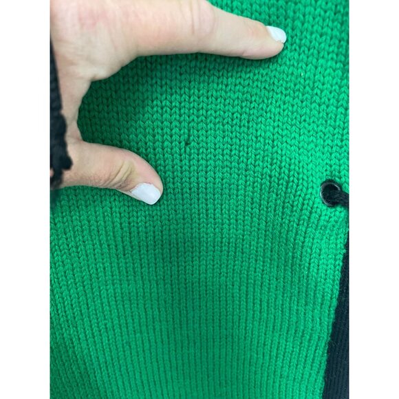 Vintage British Vogue 100% Virgin Wool Green Poncho Lace-Up Front Side Ties - Picture 8 of 9